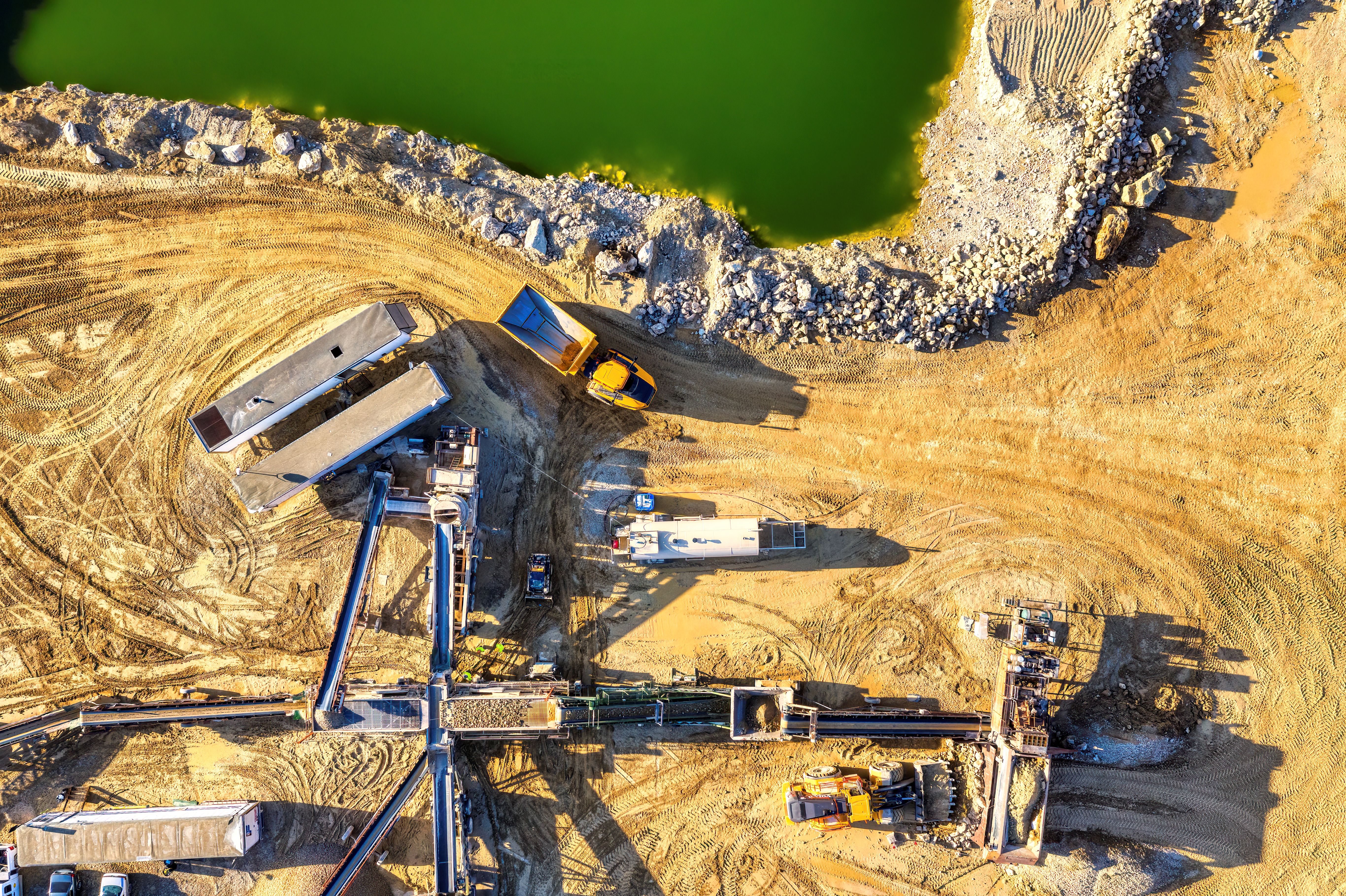 Top-down aerial view of a construction site
