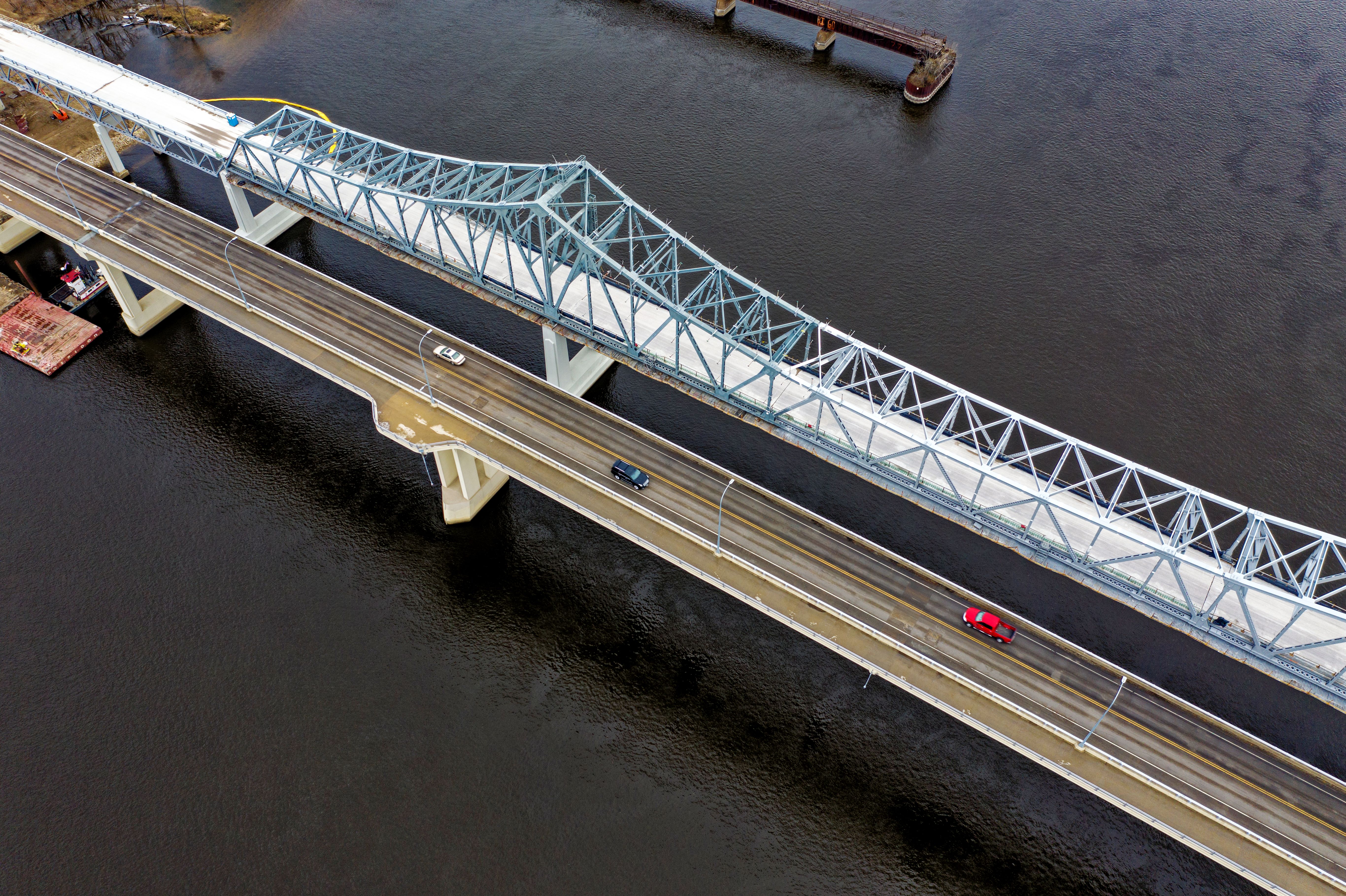 Aerial view of bridge infrastructure